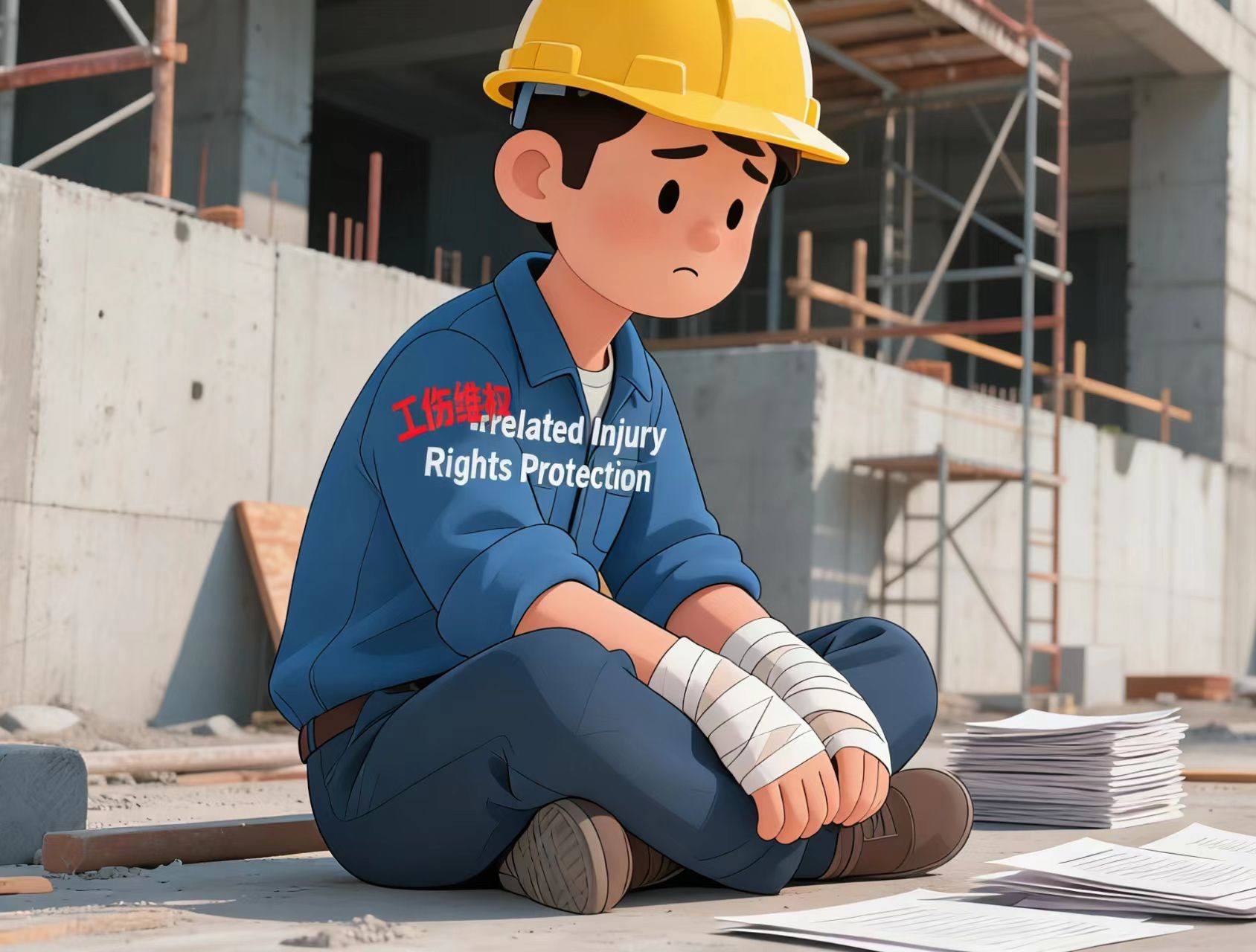 An illustration about worker's injury rights protection.